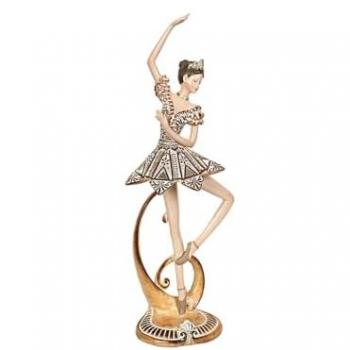 Figura Decorativa Romimex Dorado Resina Bailarina 13 x 38 x 9 cm