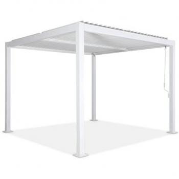 Pérgola Bioclimática 3x3m de Lamas Orientables de Aluminio y Acero, Blanco, Modelo Palace