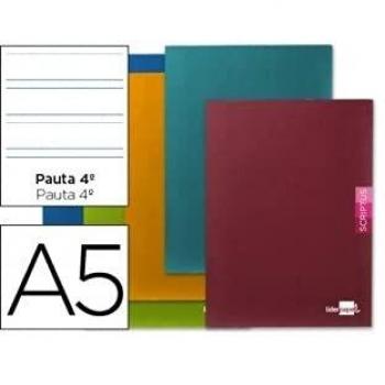 Libreta liderpapel scriptus a5 plus 48 hojas 90g/m2 pauta 4ª3.5 mm. con margen - Unitario