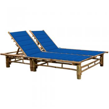 Bamboo 2-Person Sun Lounger with Cushions