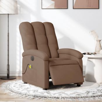 Sillón reclinable de masaje eléctrico en tela marrón Vidaxl 469488
