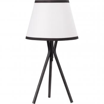 HOMCOM Lámpara de Mesa con Trípode de Metal, Pantalla de Tela, Casquillo E27 Máx. 40W, Estilo Moderno Ø25x50 cm Blanco y Negro