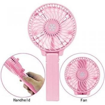 Mini USB Fan,Micro ventilador USB plegable,Asnlove 2 EN 1 USB Ventilador para suelo, potente ventilador de mesa, Ventiladores de sobremesa plegable y estander, soporte mini venilador USB-Rosa