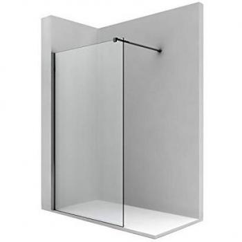 Mampara Roca Ura Panel fijo acabado en plata brillo cristal transparente 140cm