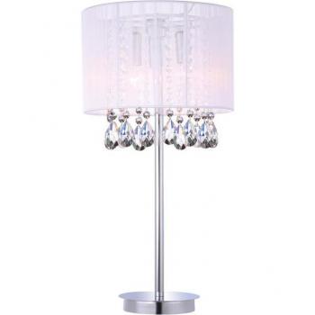 Lámpara de escritorio de cristal White Essence, sobremesa blanca, 3 luces con pantalla de tela blanca, casquillo E14