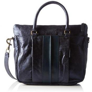 Liebeskind Berlin PaulaB glossy metallic suede - Bolso de mano de cuero mujer, color azul, talla 40x32x14 cm