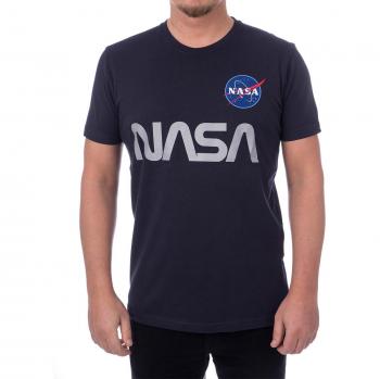 Alpha Industries Men's NASA Reflective T-Shirt in Dark Blue - Size Large