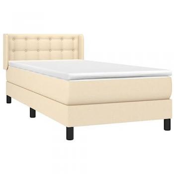 Cama Box Spring con Colchón de Tela Color Crema 90x190 cm