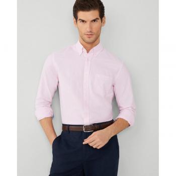 Camisa Oxford de hombre slim fit con estampado de rayas rosa