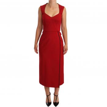Dolce & Gabbana Red Sweetheart Sleeveless Midi Stretch Dress - IT38|XS