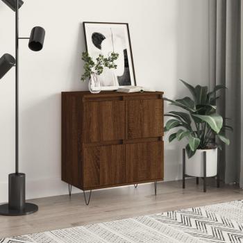 Aparador de madera contrachapada 60x35x70 cm en color marrón roble, mueble de almacenaje para salón, buffet auxiliar y armario de almacenamiento