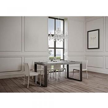 Mesa extensible Tecno 90x180/284 cm con encimera de cemento y estructura antracita