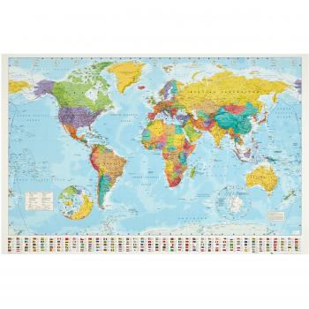 1art1 Mapas Póster Mapa del Mundo Político con Banderas Cartel 91x61 cm