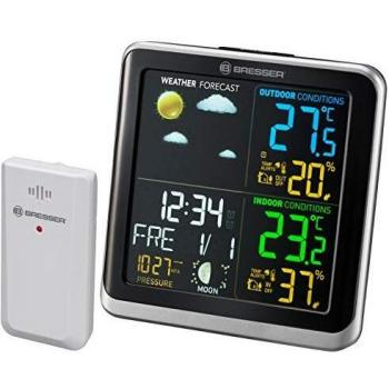 Bresser Estación meteorológica inalámbrica con sensor exterior ClimaTemp TB con pantalla LCD a color y dos alarmas