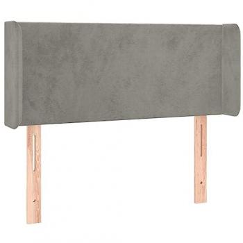 Cabecero con LED de terciopelo gris claro 93x16x78/88 cm