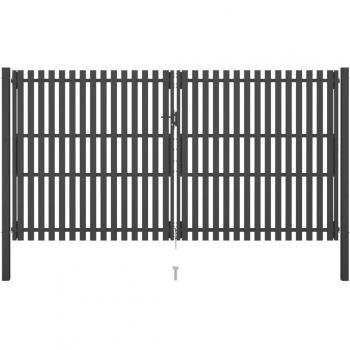 Puerta de valla de acero antracita 4x2,5 m
