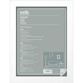 Marco de fotos 40x50 cm blanco de madera MDF para pared - Ideal para láminas decorativas y decoración del hogar