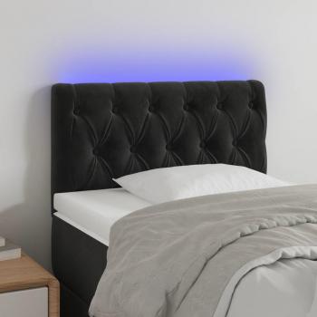 Cabecero LED de Terciopelo Negro 80x7x78/88 cm