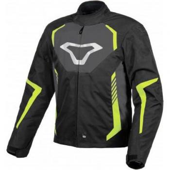 Macna Chaqueta de Moto Tazar Textil Impermeable Negro-Amarillo (Tamaño L)