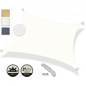 AXT SHADE Toldo Vela de Sombra Cuadrado 4 x 4 m, protección Rayos UV Impermeable para Patio, Exteriores, Jardín, Color Crema
