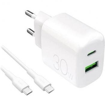 Kit Cargador de Pared Puro Pro Lite 30W con Cable USB-A a USB-C 1.2m Blanco