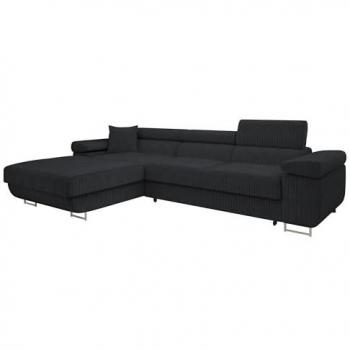 Sofá rinconero Comfivo S102, gris, con función de descanso y caja de ropa de cama, dimensiones 280x170x70cm