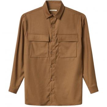 HINNOMINATE Brown Polyester Pocket Shirt - Light Jacket for Men, Size M, Logo Sleeve