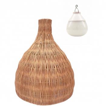 Lámpara de techo portátil Bella Nomad H38CM con diseño en madera clara y ratán