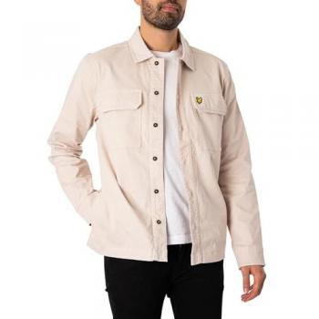 Sobrecamisa Lyle & Scott Garment Dyed Beige para Hombre, Talla L