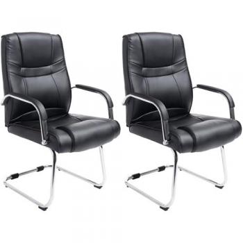 Set de 2 sillas cantilever XXL Attila en polipiel negro, acolchadas y con capacidad de carga hasta 180 kg