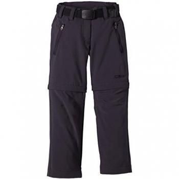 CMP Girl's Stretch Zip-Off Cargo Pants - Grey, Size 128