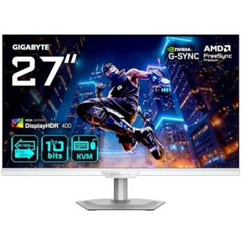 Monitor Gaming GIGABYTE M27UP ICE 27 4K UHD Dual Mode 160Hz/320Hz, 3840 x 2160, 1ms, FreeSync Premium, DisplayHDR400, HDMI 2