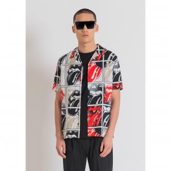 Camisa Regular Straight Fit Honolulu de Mezcla de Algodón Viscosa con Estampado de The Rolling Stones