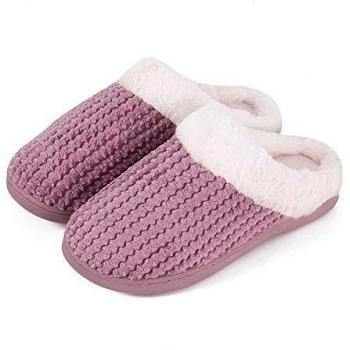 Zapatillas Casa para Mujer CáLido Pantuflas de Memory Foam con Forro de Felpa Cómodas Antideslizante para Interiores y Exteriores