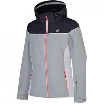 Dare 2b Sightly Waterproof & Breathable Quilted Silhouette Ski & Snowboard Jacket with High Loft Insulation and Taped Seams Chaquetas aislantes Impermeables, Mujer, Argent Grey/Ebony Grey, 6