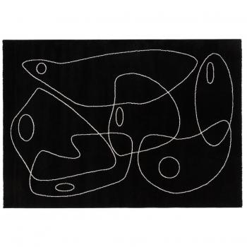 Alfombra negra con motivo de arte lineal 160x230 cm ARTISTE
