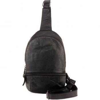 STEPPING STRONG STAMP - Mochila cruzada de hombre en piel color negro