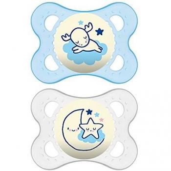 Chupete MAM Original Night Silicona Fosforescente 2-6 Meses Azul - Pack de 2 Uds