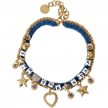 Dolce & Gabbana Star Charm Bracelet Blue Crystal Yellow Female ONE SIZE