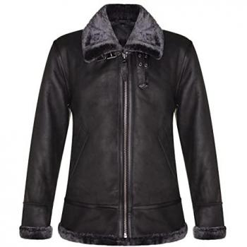 Infinity Leather Men's Black B3 Sheepskin Aviator Jacket - Size 3XL