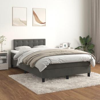 Cama box spring suave con colchón gris oscuro 120x200 cm de terciopelo Vidaxl
