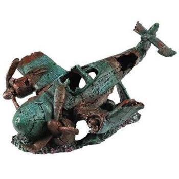 Acuario Decoración Avión Hundido Verde 2
