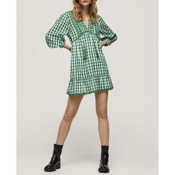 Vestido Pepe Jeans Mujer de Cuadros Vichy con Volantes
