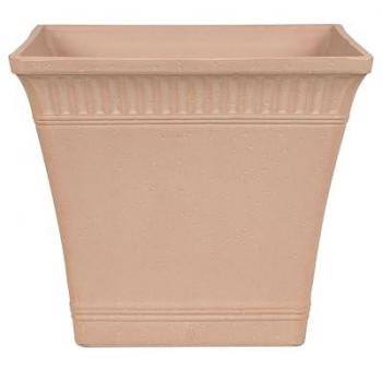 Maceta decorativa cuadrada Psatha de mezcla de piedra rosa melocotón 34 x 34 cm resistente a todas las intemperies