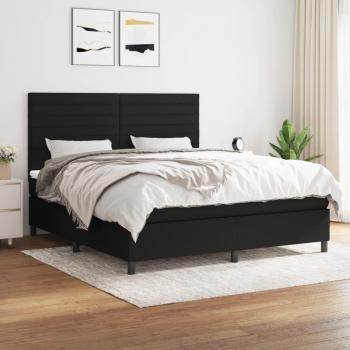 Cama box spring con colchón negro 160x200 cm en tela