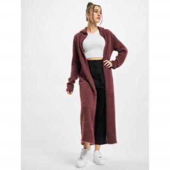 Urban Classics Women's Hooded Feather Cardigan - Burgundy