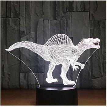 La Luz De La Noche Usb 3D Llevó La Luz De La Noche Dinosaurio Spinosaurus Con 7 Colores De Luz Para La Decoración Del Hogar Lámpara Increíble Visualización Ilusión Óptica