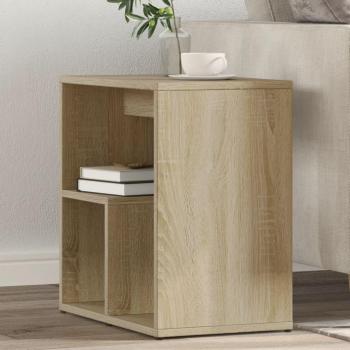 Mesa auxiliar de estar de roble 50x30x50 cm madera multicapa marrón