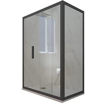 Mampara de ducha corredera 70x100 cm Antracita Deco Duo con vidrio transparente y altura de 200 cm