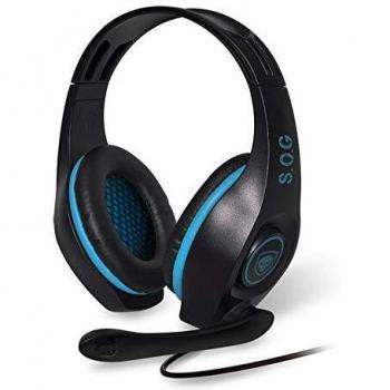 SPIRIT OF GAMER - PRO-H5 Azul - Auricular Para Juegos Con Micrófono Y Almohadillas Acolchadas - Doble Jack Con Adaptador De Consola - Ligero Para Gamer - PS4 / SWITCH / XBOX ONE Y Compatible Con PC
